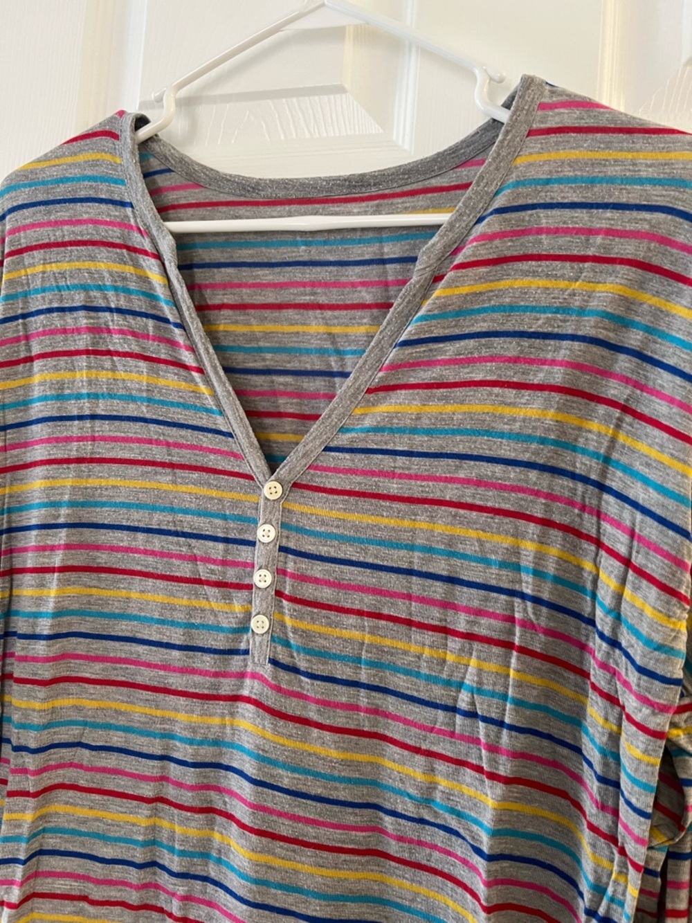 GAP Gray Multicolor Striped Pajama Top